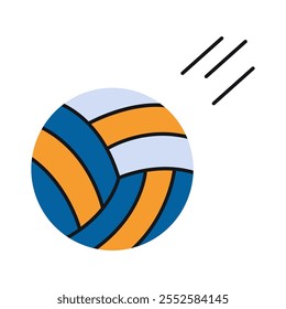 Voleibol voador. Ilustração vetorial isolada sobre fundo branco, desenhada à mão, design plano