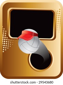 flying volleyball with visor on brown halftone template
