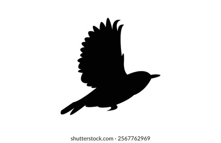 Flying Warbler Bird Silhouette Design  And Vector Illustration. 