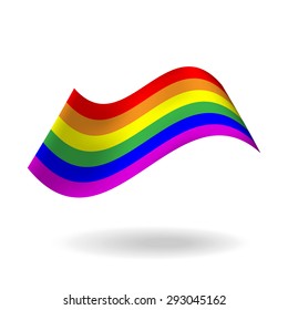 flying wave rainbow flag symbol -vector 