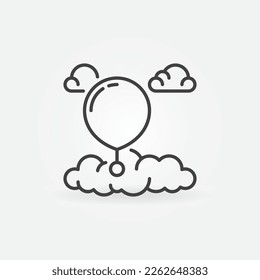 Flying Weather Balloon in Atmosphere vector concept linear icon or symbol