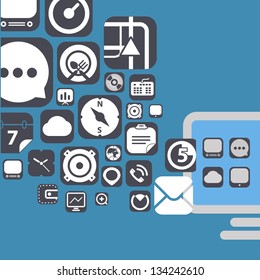 Iconos de la interfaz gráfica web volando