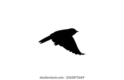 Flying Wheatear Bird Silhouette Design  And Vector Illustration. 