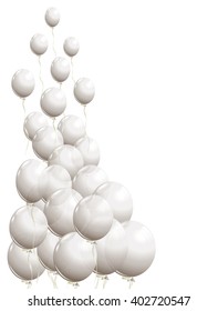 Flying white balloons