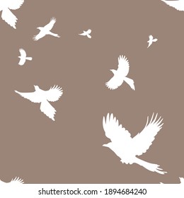 Flying White Birds. Seamless Vector Pattern