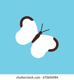 Flying white butterfly icon. Vector illustration.