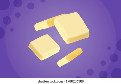 Flying white chocolate pieces, vector.