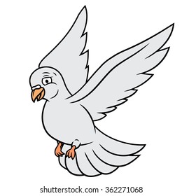 Flying white dove