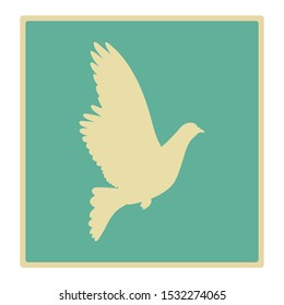flying white dove icon in flat style isolated. Vector Symbol illustration.