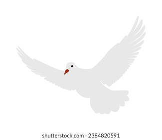 Flying white dove. Suitable for different religious designs. Vector Illustration.