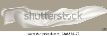 Flying white silk textile fabric flag background. Smooth elegant white Satin Isolated on beige Background for grand opening ceremony. White curtain. 3d vector illustration