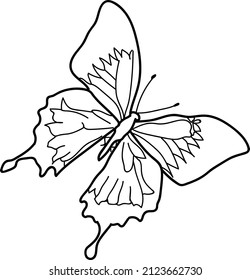 Flying wild butterfly line art, for World Wildlife Day