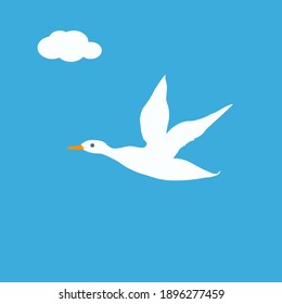 Flying wild duck - vector. Spring mood. Bird life.