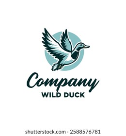  Flying wild mallard duck logo design for outdoor hunter symbol