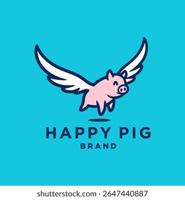 ícone de porco alado voador ilustração logotipo. leitão bonito com asas ilustração desenho animado personagem mascote. 