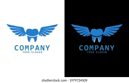 flying wings dental abstract vector design logo template creative paper office icon concept symbol business company