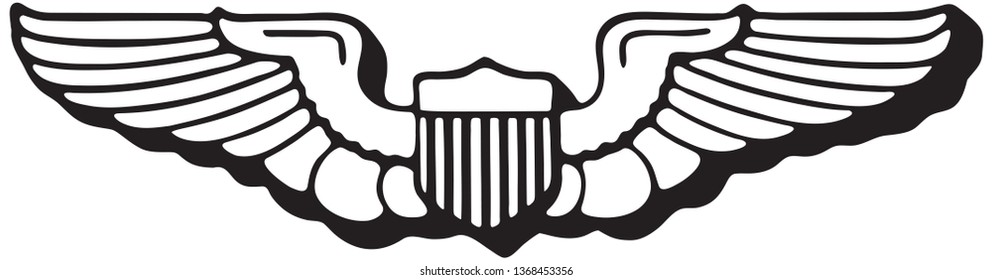 Flying Wings Emblem - Retro Ad Art Illustration