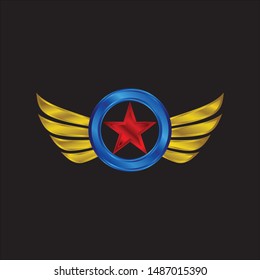 Flying wings in gold, with a black background, suitable for the background.