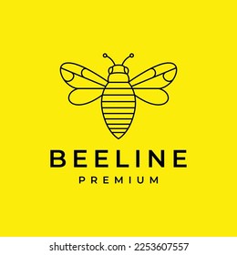 flying wings honey bee geometric lines modern logo design vector icon illustration template