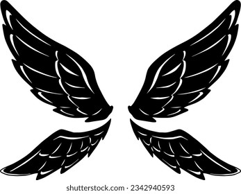 Logotipo de las alas voladoras, verdadero icono negro