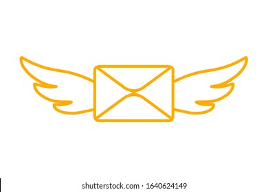 Flying wings mail envelope icon, letter with wings sign – stock vector