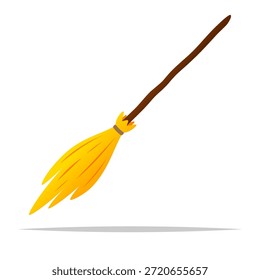 Vector de escoba de bruja voladora ilustración aislada