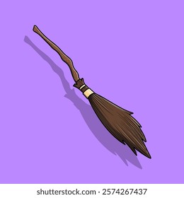 Flying witch broom with wooden handle