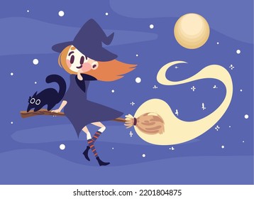 icono del carácter de halloween de bruja voladora