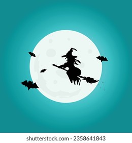 Flying Witch Icon Vector Design.
