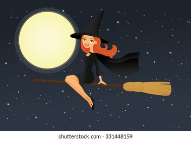 Flying Witch on a Broom