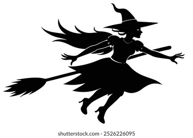 Flying Witch Vector Image  Isolated on White Background Illustration