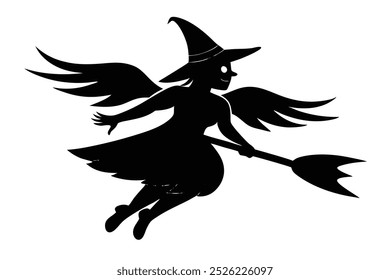 Flying Witch Vector Image  Isolated on White Background Illustration