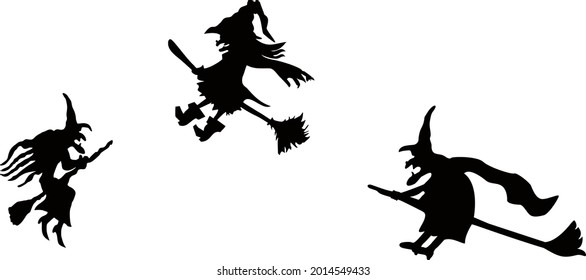 Flying witches for halloween. Vector illustration