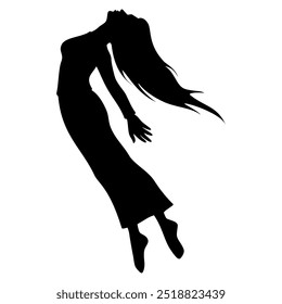 Flying woman silhouette. Vector image