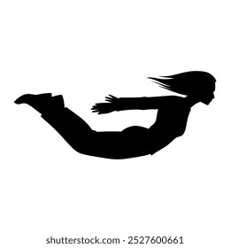 Flying woman silhouette. Vector image