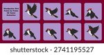Flying Woodpecker Bird Frame by Frame 2D Vector Animation Sprite Sheet for Game and Motion Graphics