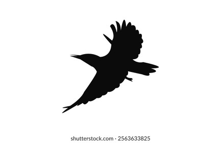 Flying Woodpecker Bird Silhouette Design  And Vector Illustration. 
