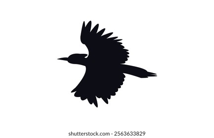 Flying Woodpecker Bird Silhouette Design  And Vector Illustration. 

