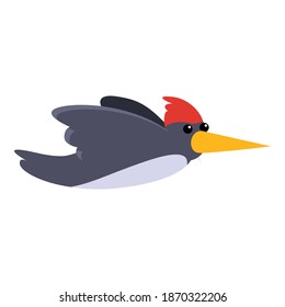 Flying woodpecker icon. Cartoon of flying woodpecker vector icon for web design isolated on white background