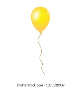 Flying yellow balloon isolated on white background, Vector illustration