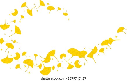 Flying yellow ginkgo leaves element decoration in nature background. botanical organic vector