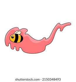 flying yellow honey bee, vector illustration art. doodle icon image kawaii.