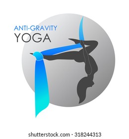 Flying yoga logo template. Anti-gravity yoga