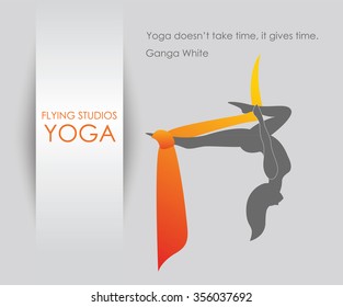 Flying yoga logo template. Anti-gravity yoga. Aerial yoga