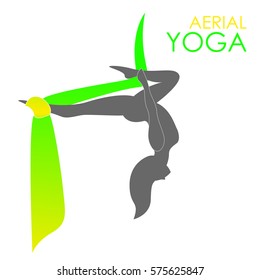 Flying yoga logo template. Anti-gravity yoga. Aerial yoga