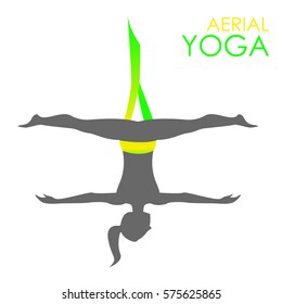 Flying yoga logo template. Anti-gravity yoga. Aerial yoga