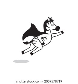 Flying zebra with a cloak. Flying zebra vector. Zebra illustration. 