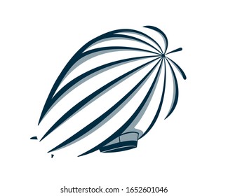 Flying Zeppelin Illustration with Silhouette Style