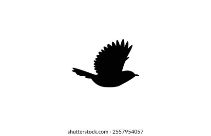 Flying Zitting Cisticola Bird Silhouette Design  And Vector Illustration. 