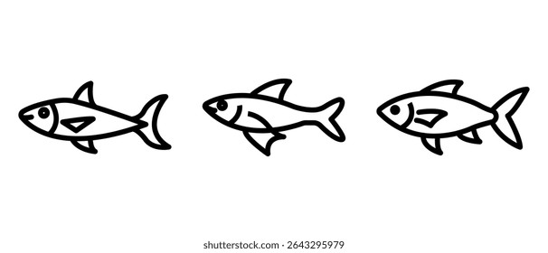 flying-fish outline or line icon design bundle.